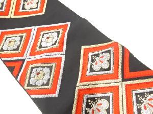 アンティーク　菱に花模様織出し袋帯（着用可）